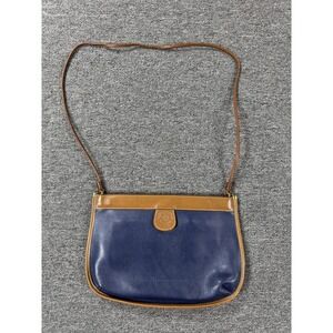 Vintage Ghurka Handbag Blue Brown Leather 40 Escort Shoulder Bag Crossbody